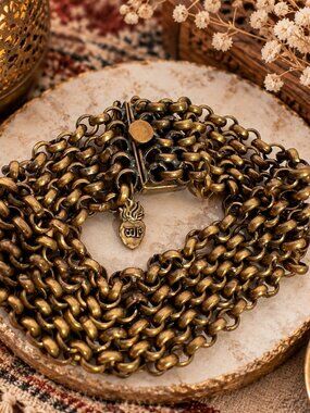 Waxing Poetic Vintage Brass Mesh Wide Chain Bracelet
